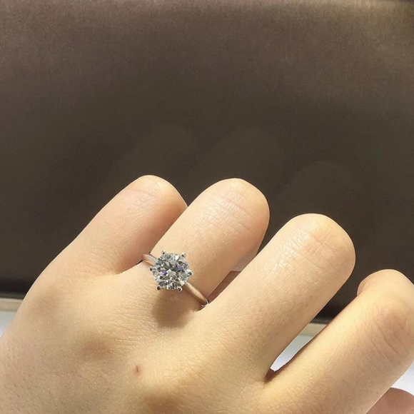 White Gold Plated Sterling Silver 100% Genuine Moissanite Diamond Ring - Picture 12 of 12